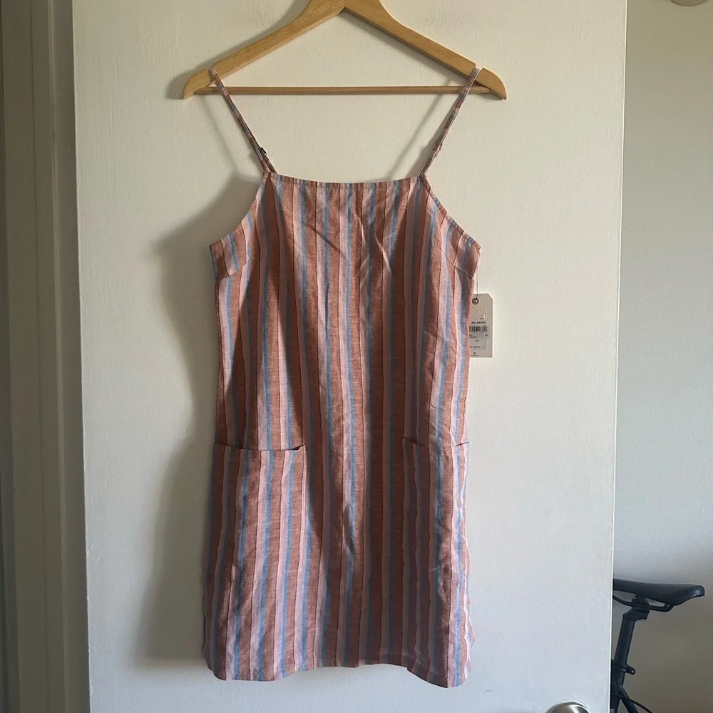 NWT Billabong Striped Beach Classic Front Pocket Mini Dress size Small - Picture 2 of 10